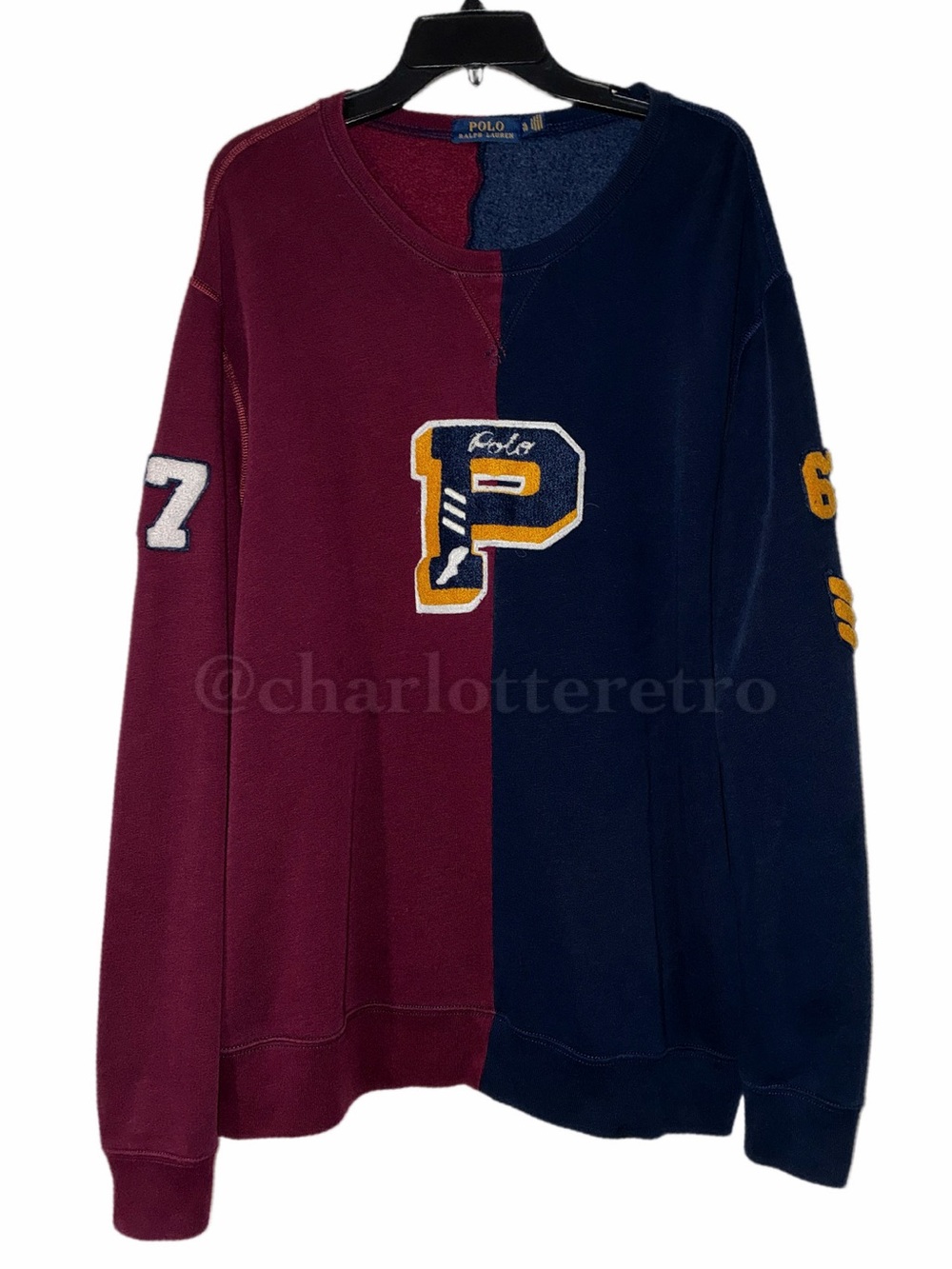 Y2K Polo Ralph Lauren • Colorblock Varsity Fleece Crewneck Sweatshirt